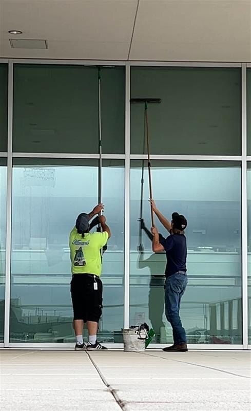 Pure-water pole window cleaning