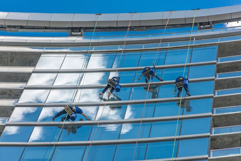 Downtown commercial high-rise glass facade