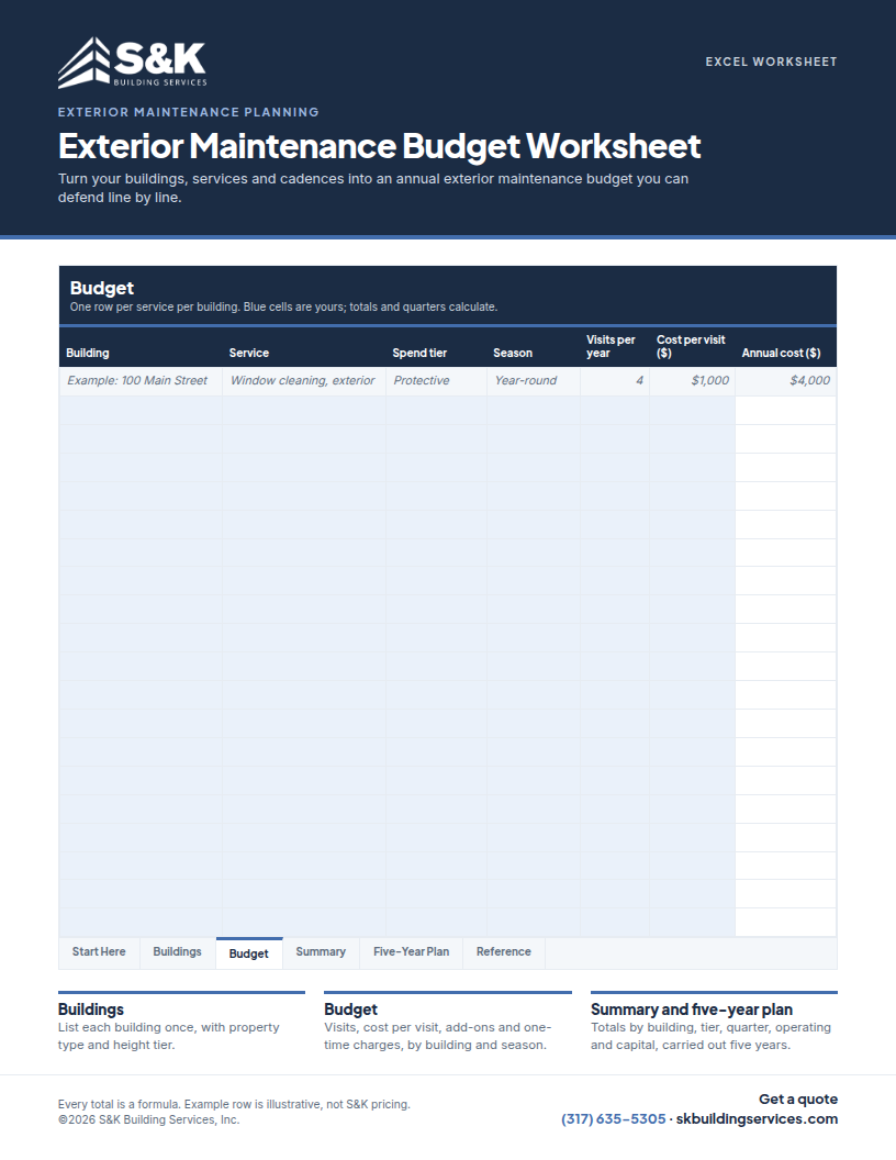 Exterior Maintenance Budget Worksheet preview