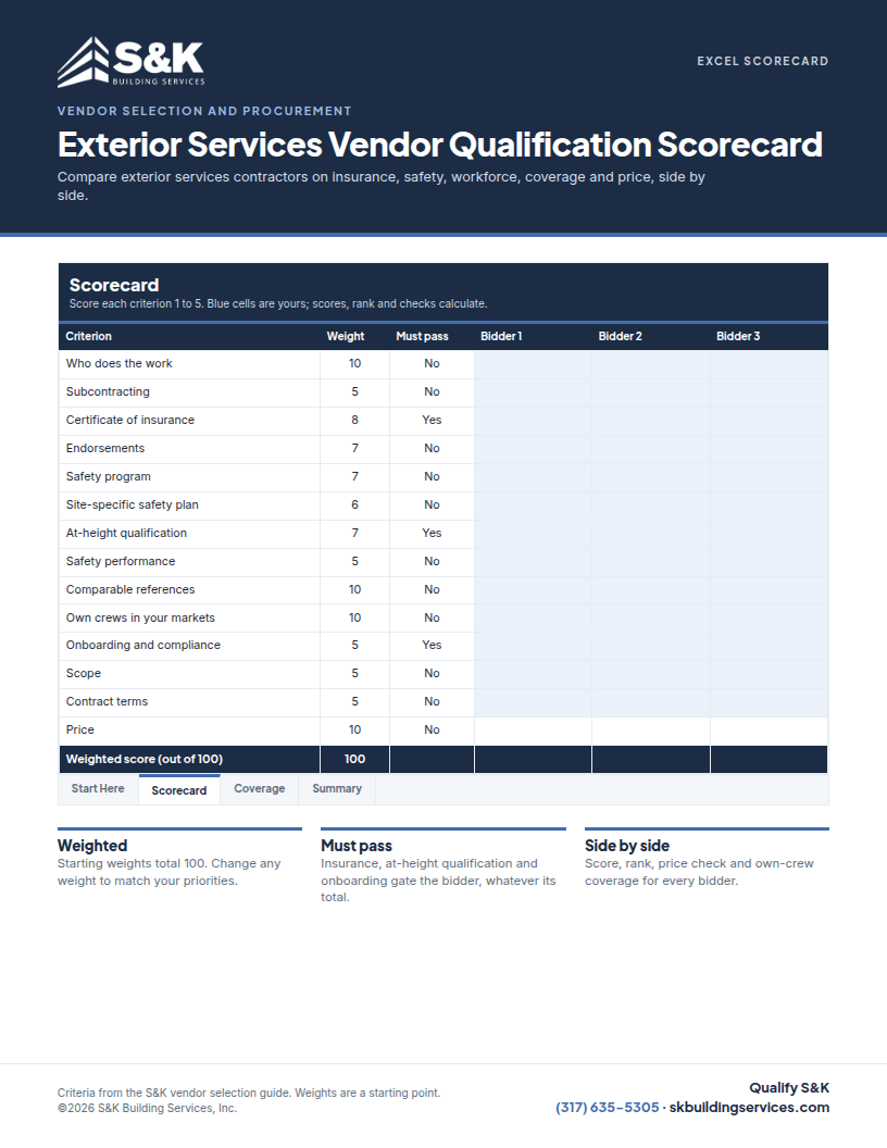 Exterior Services Vendor Qualification Scorecard preview